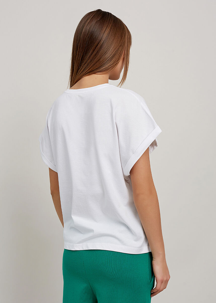 Rhinestone Logolu Beyaz T-Shirt · 3