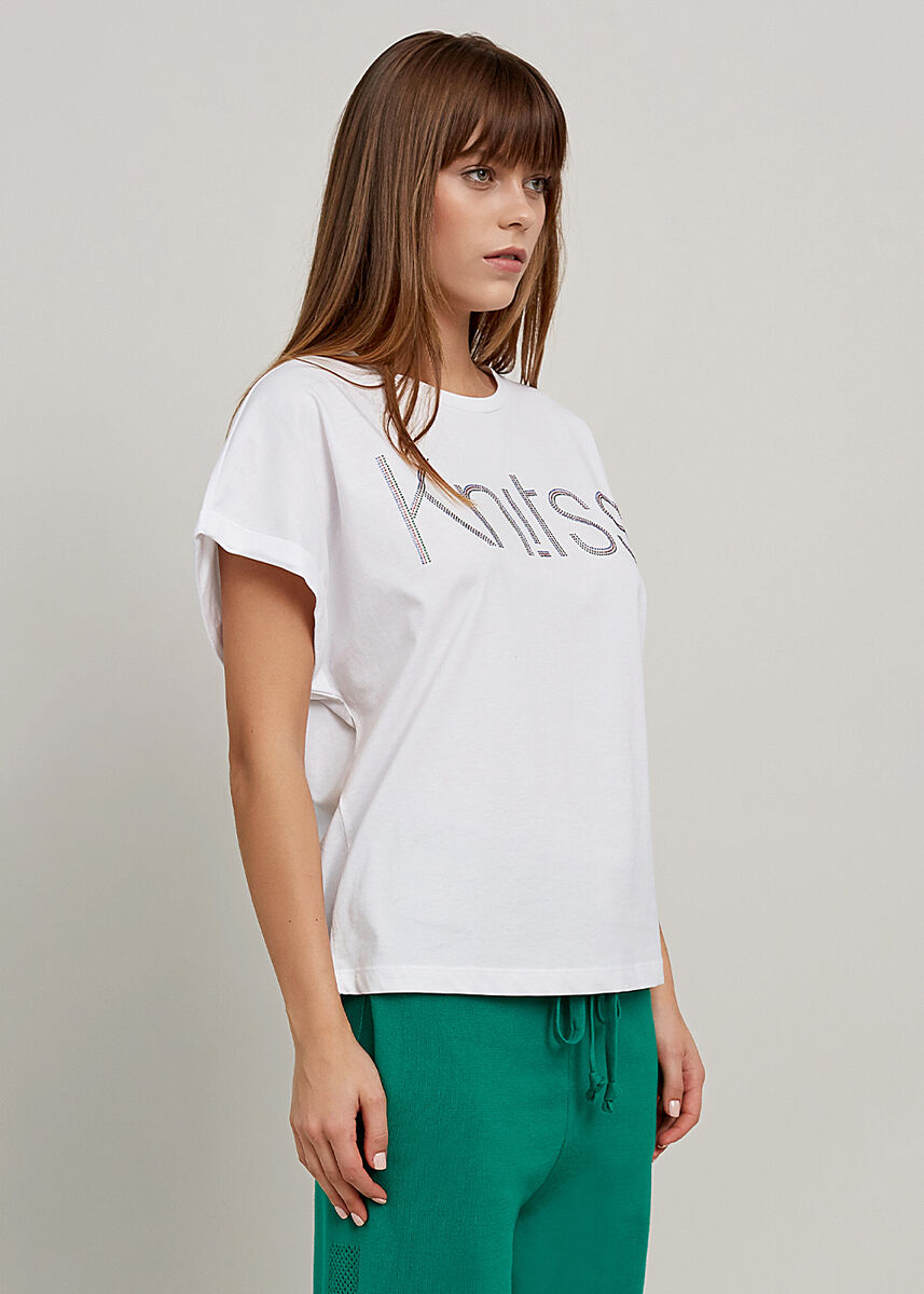 Rhinestone Logolu Beyaz T-Shirt · 4