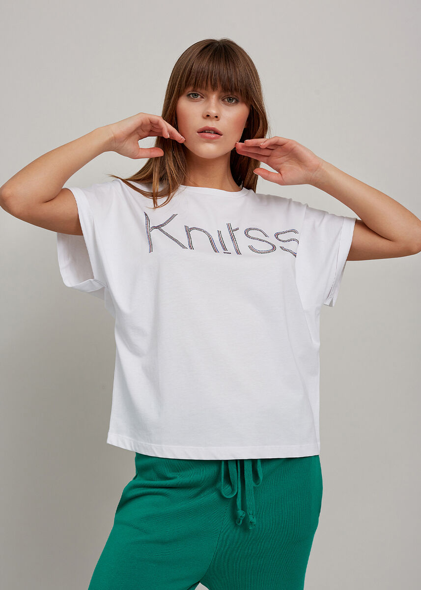 Rhinestone Logolu Beyaz T-Shirt · 6