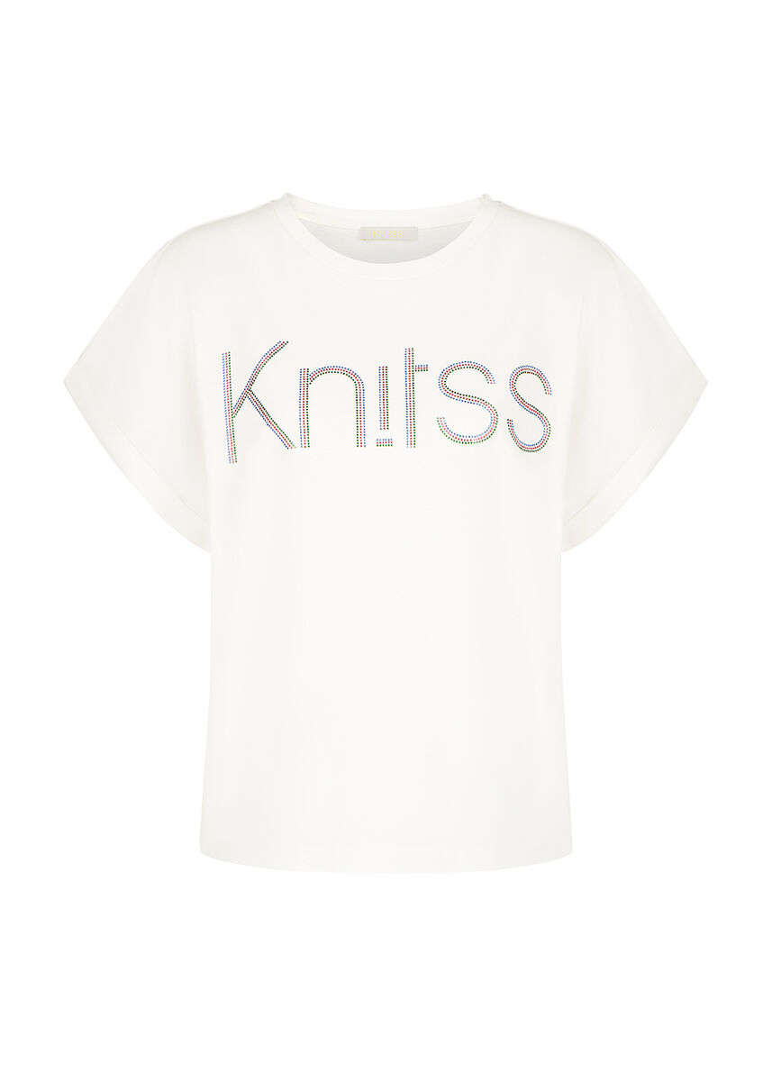 Rhinestone Logolu Beyaz T-Shirt · 8
