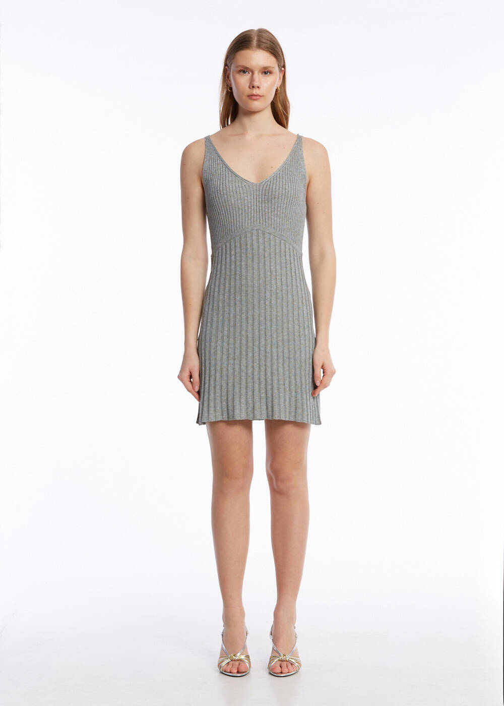 RIBBED ICE MINI KNIT DRESS - 1