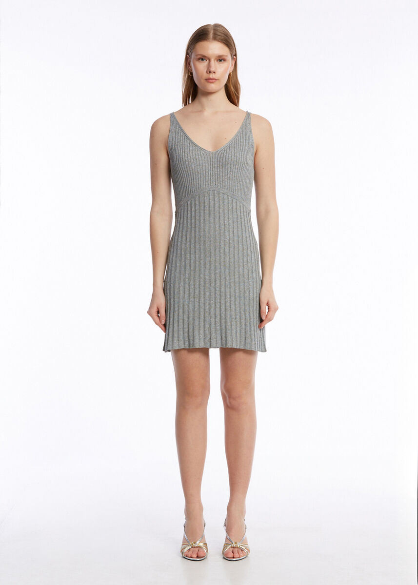 RIBBED ICE MINI KNIT DRESS - KNITSS