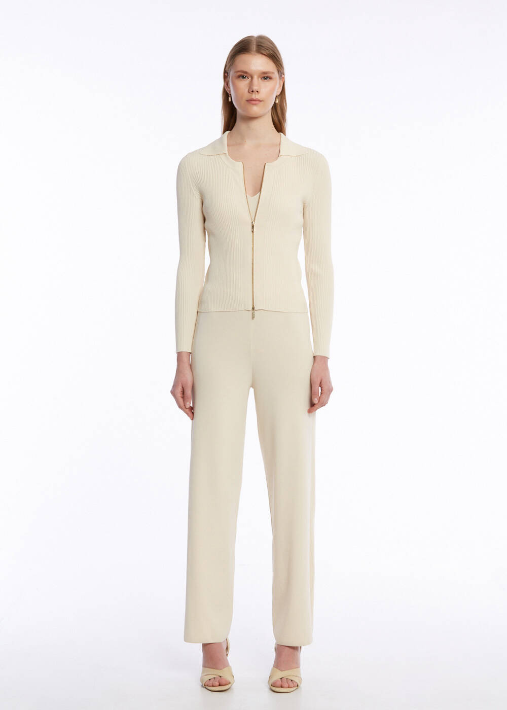 RIBBED SAND KNIT CARDIGAN - 2
