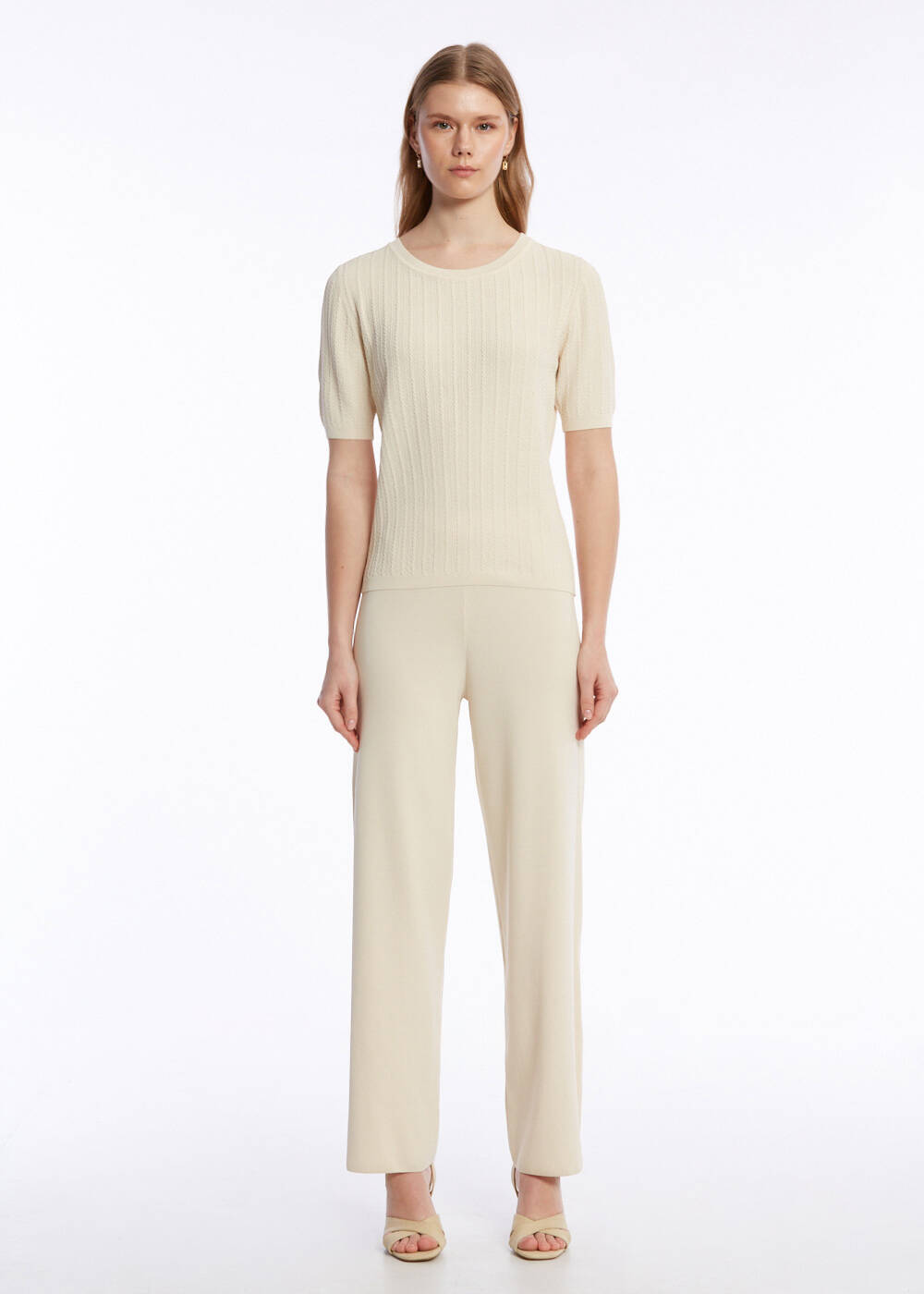 RIBBED SAND KNIT TOP - 2