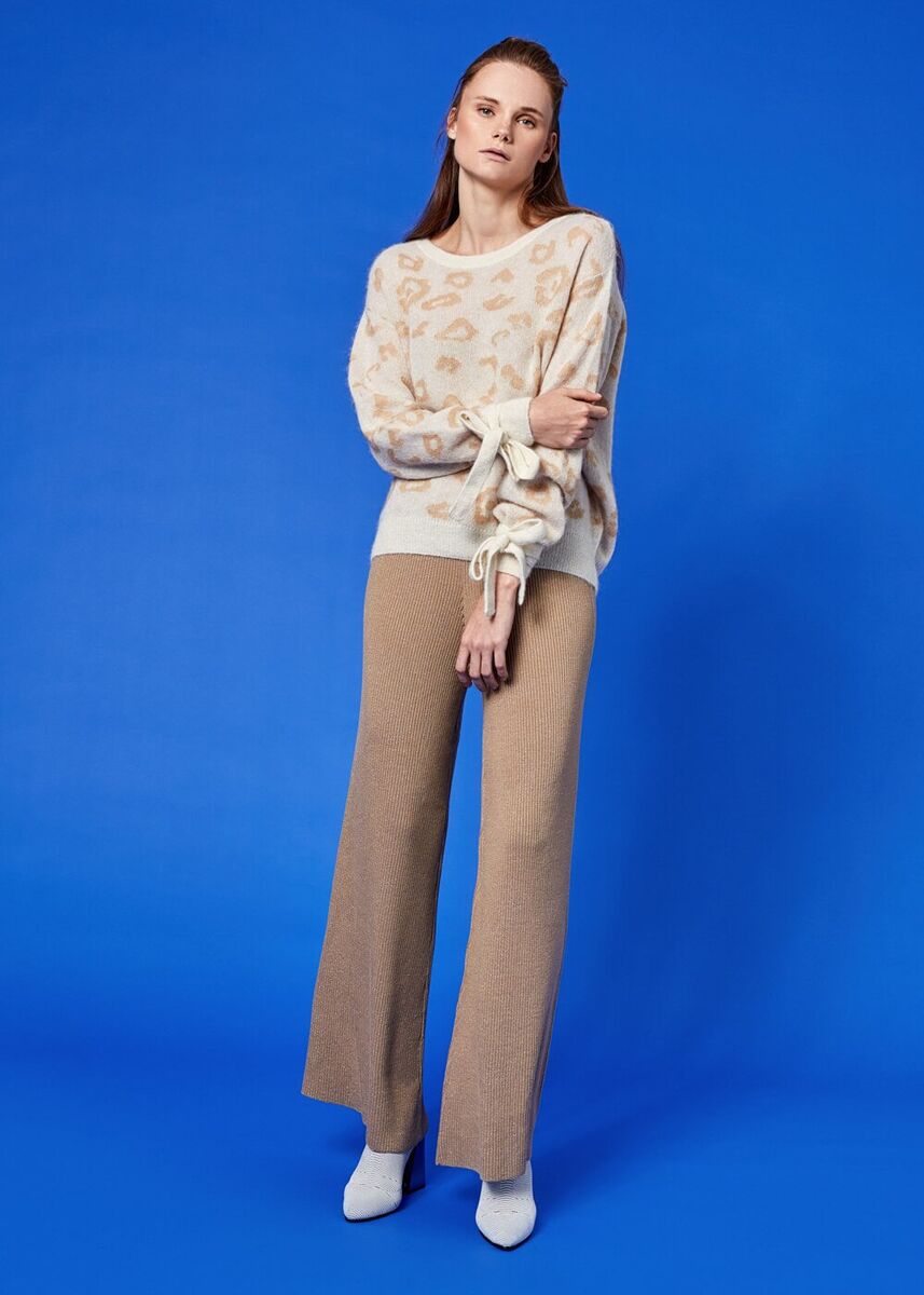 Ribli Bej Lurex Triko Pantolon · 3