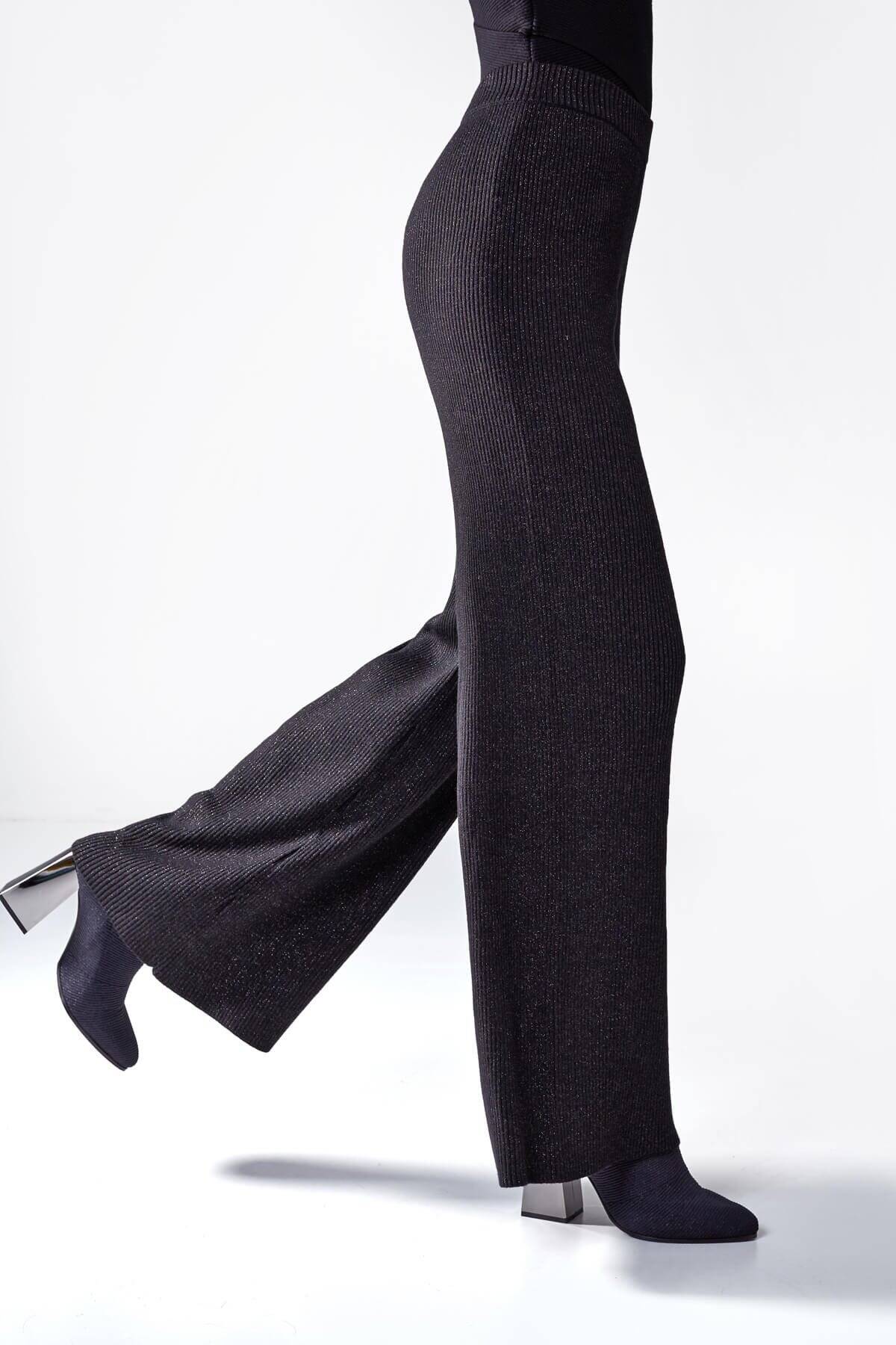 Ribli Siyah Lurex Triko Pantolon - 2