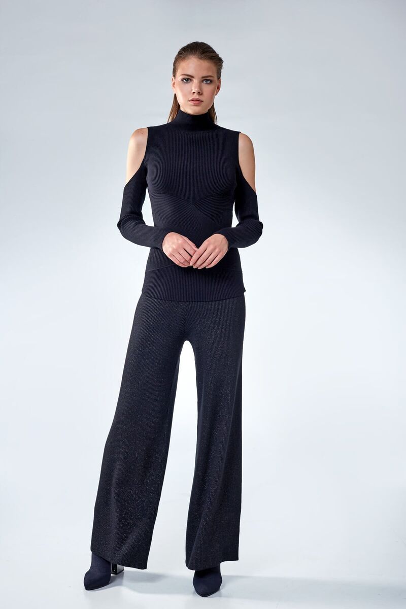 Ribli Siyah Lurex Triko Pantolon · 4