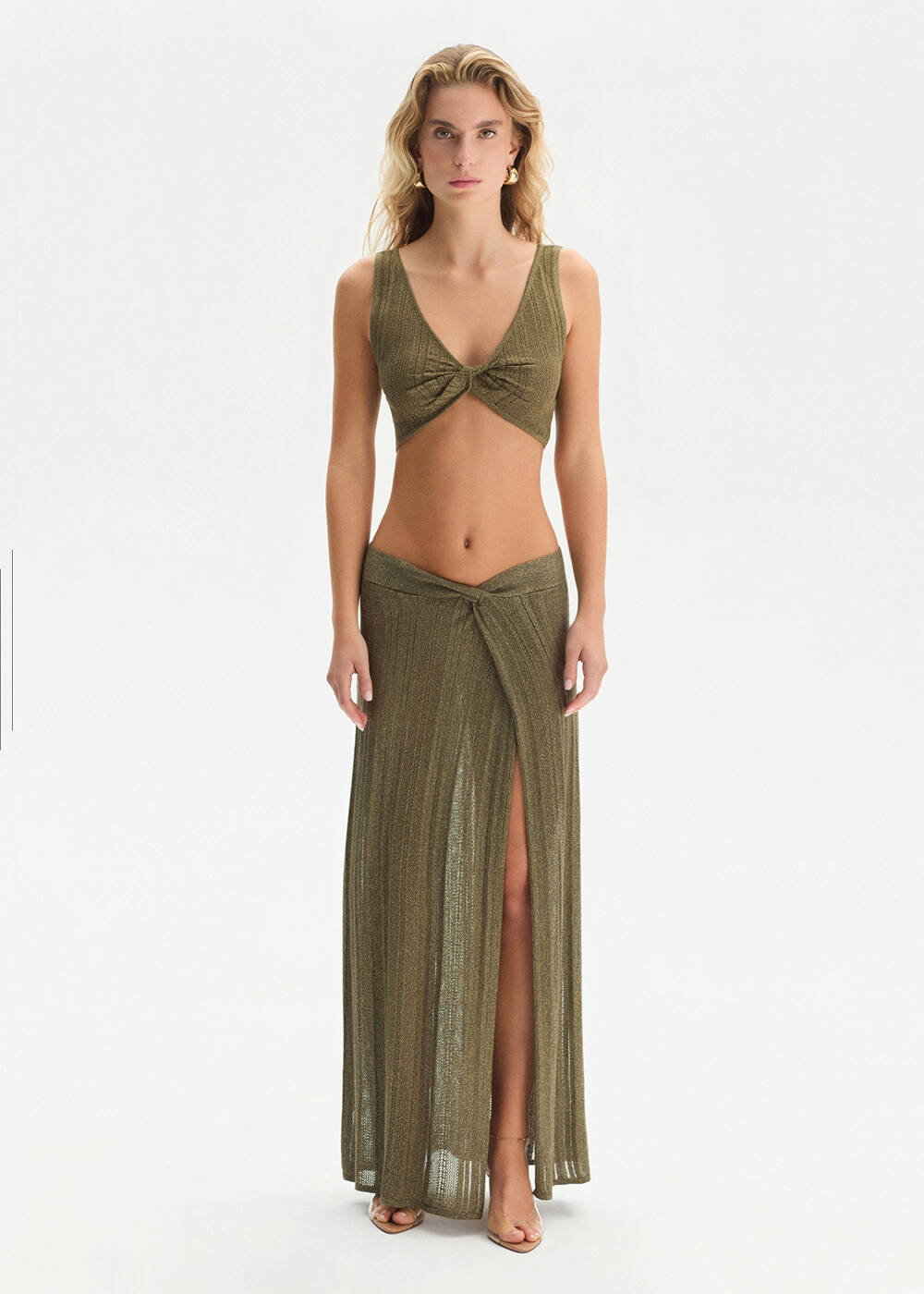ROSEMARY SHIMMERY CROP KNIT TOP - 2