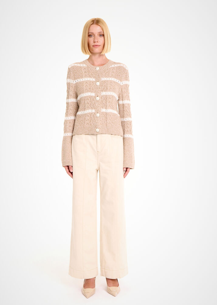 Saç Örgü Camel Muline Triko Hırka - KNITSS (1)