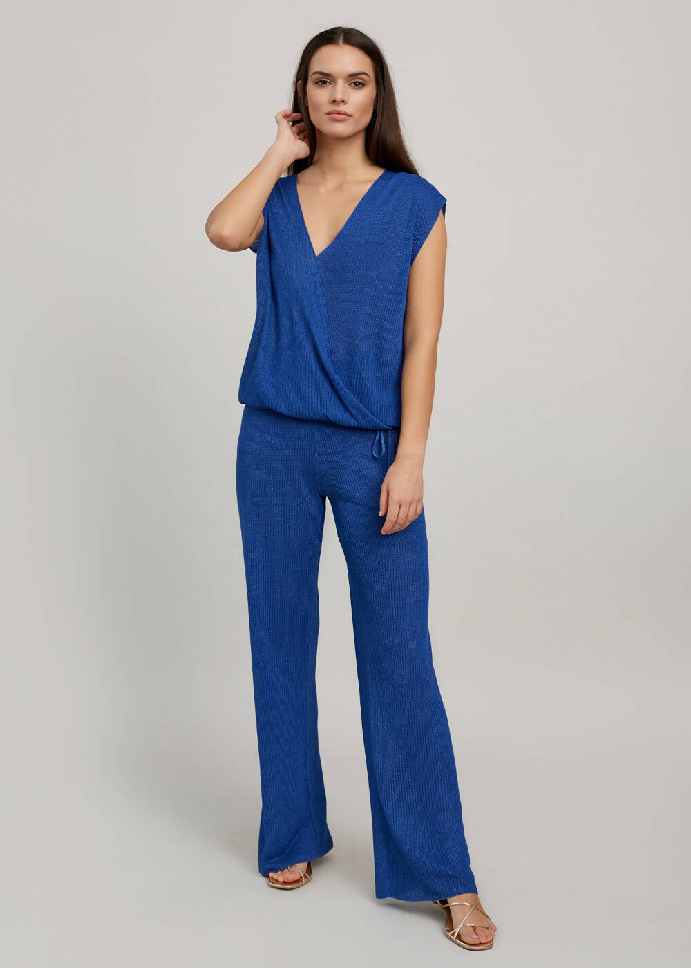 Saks Mavisi İnce Yazlık Triko Pantolon - 2