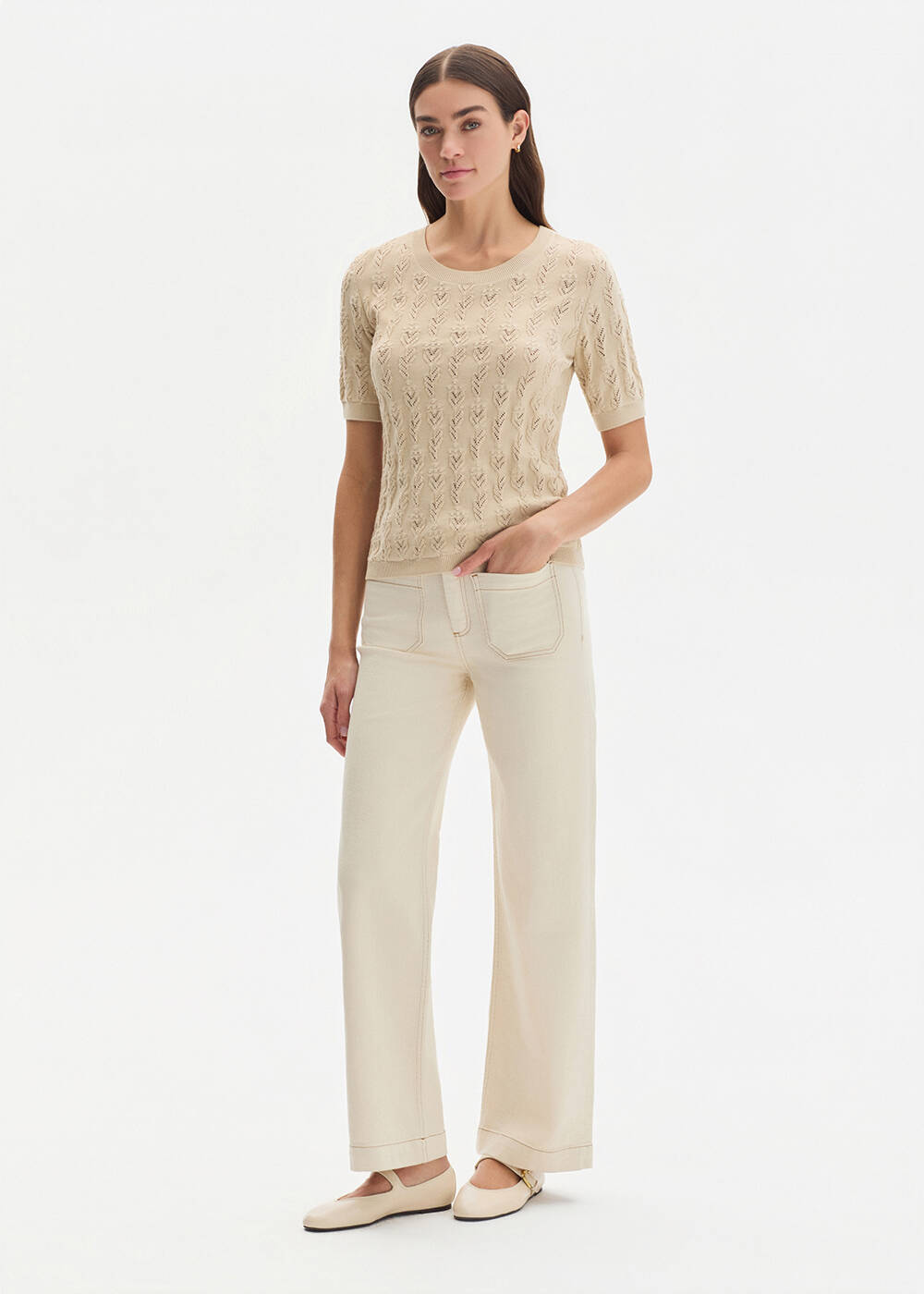 SAND ORGANIC COTTON KNIT TOP - 2