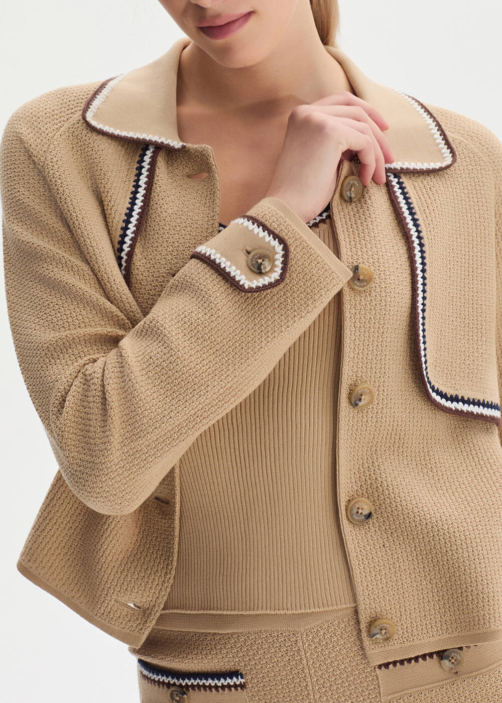 SAND ORGANIC MERSERISE COTTON KNIT JACKET - 2
