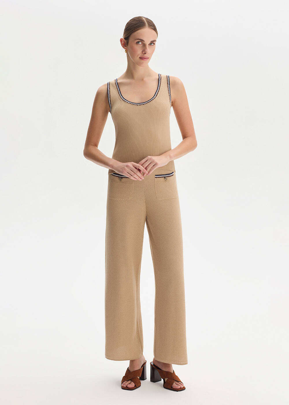 SAND ORGANIC MERSERISE COTTON KNIT PANTS - 2
