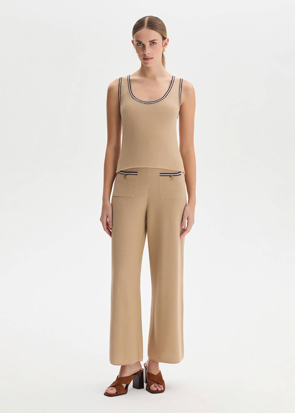 SAND ORGANIC MERSERISE COTTON KNIT TOP - 2