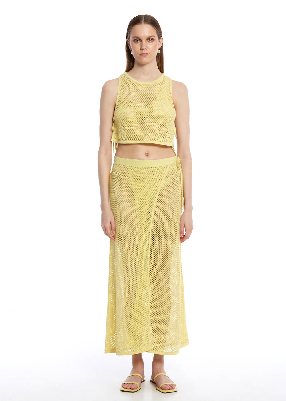 Sarı Beachwear Triko Etek - 2