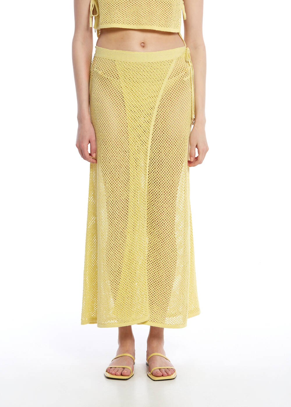 Sarı Beachwear Triko Etek - 1