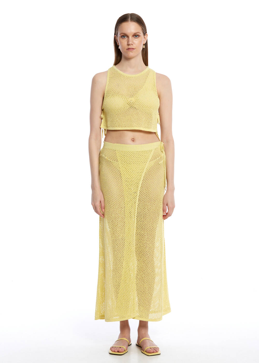 Sarı Beachwear Triko Üst - 2