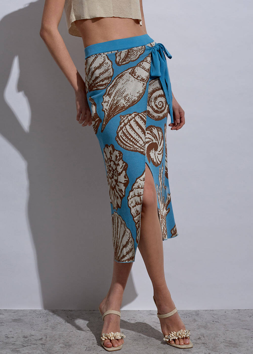 Seashell Patterned Knit Skirt - 1