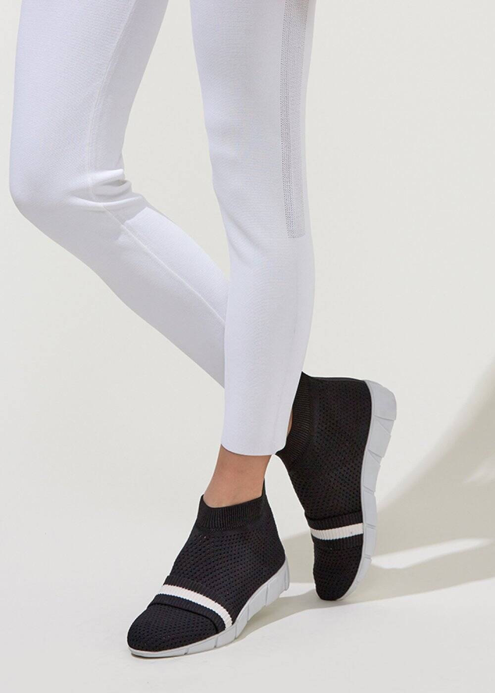 Şerit Bantlı Siyah Triko Sneakers - 2
