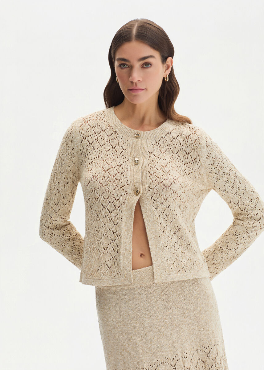SHIMMERY SAND KNIT CARDIGAN - KNITSS
