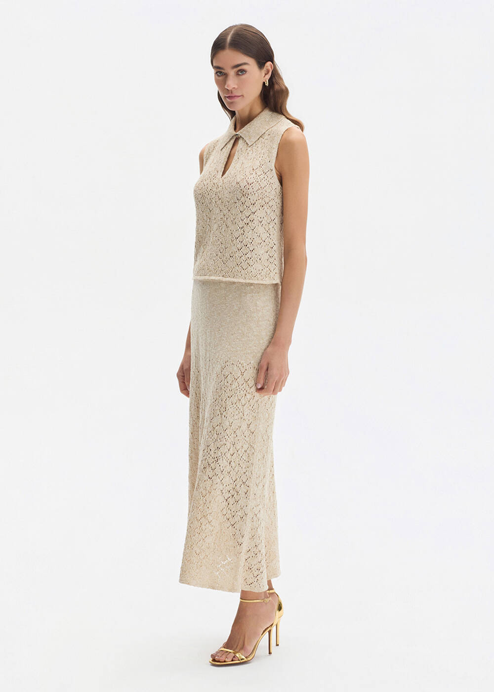 SHIMMERY SAND KNIT SKIRT - 2