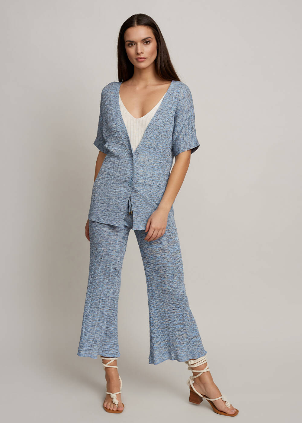 Short Sleeve Double Buttoned Cardigan - 2