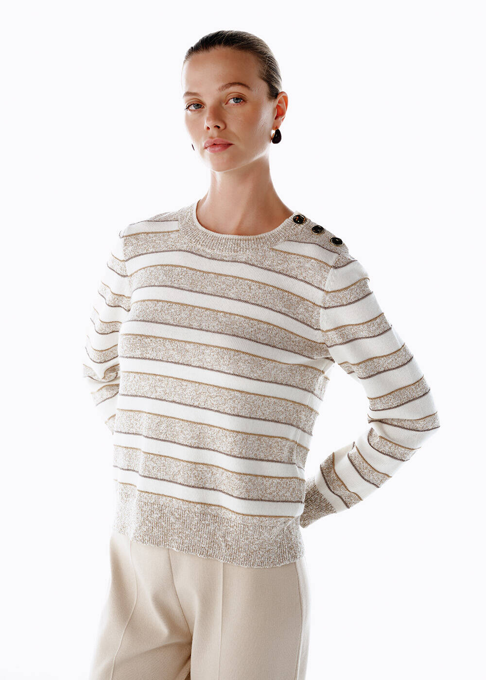 SHOULDER BUTTON DETAILED SWEATER - 1