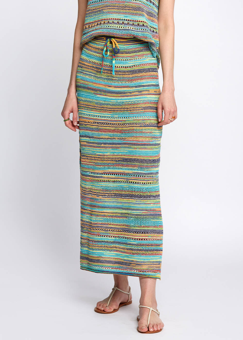 Side Slit Detail Midi Spice Knit Skirt - 1