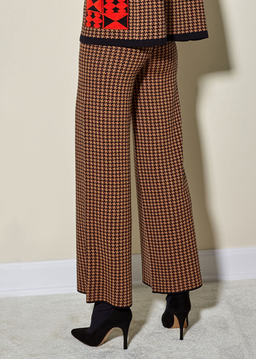 Siyah Camel Desenli Yün Triko Pantolon · 3