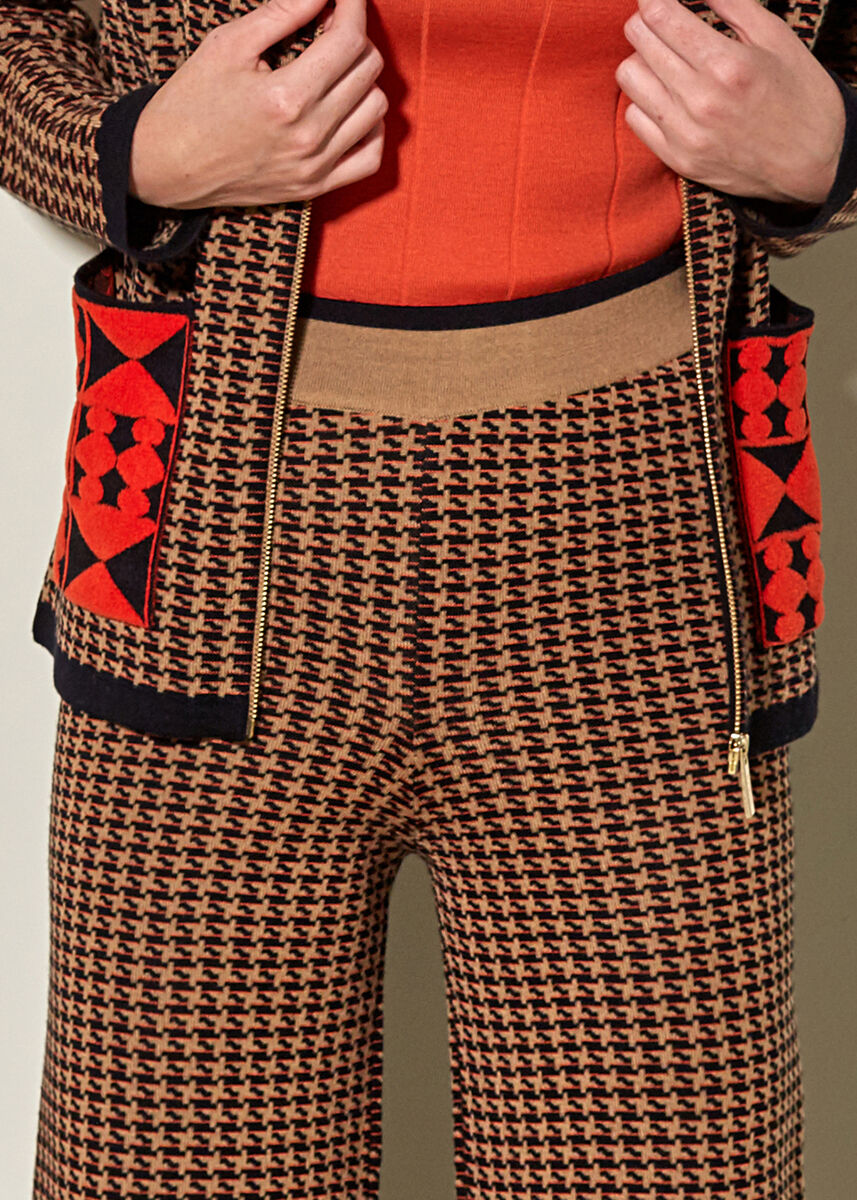 Siyah Camel Desenli Yün Triko Pantolon · 5
