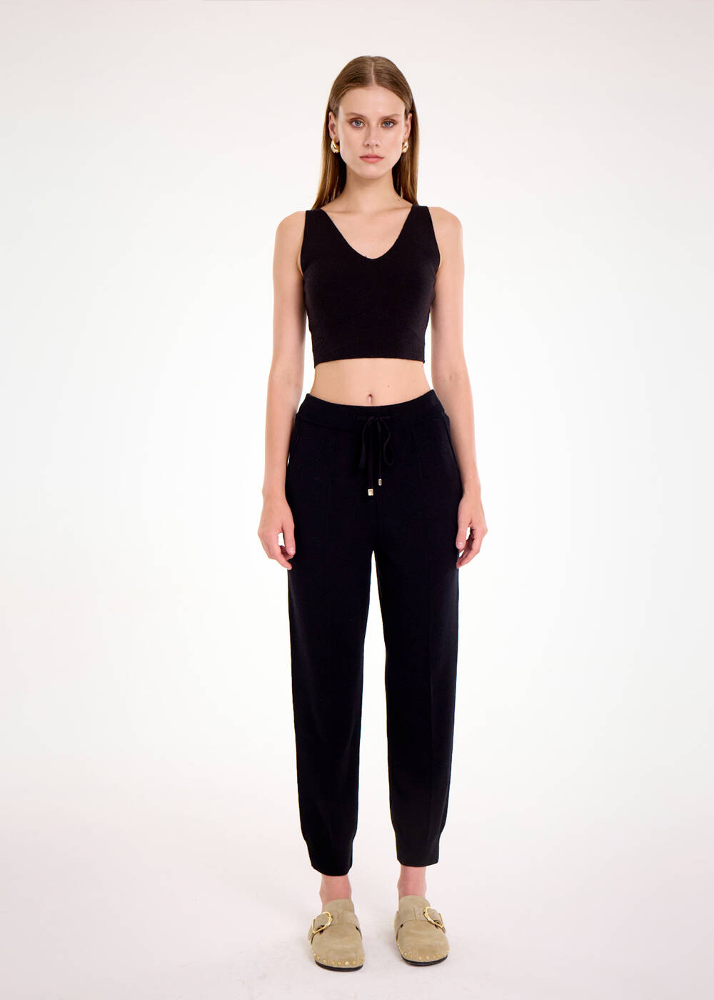 Siyah Triko Jogger Pantolon - 2