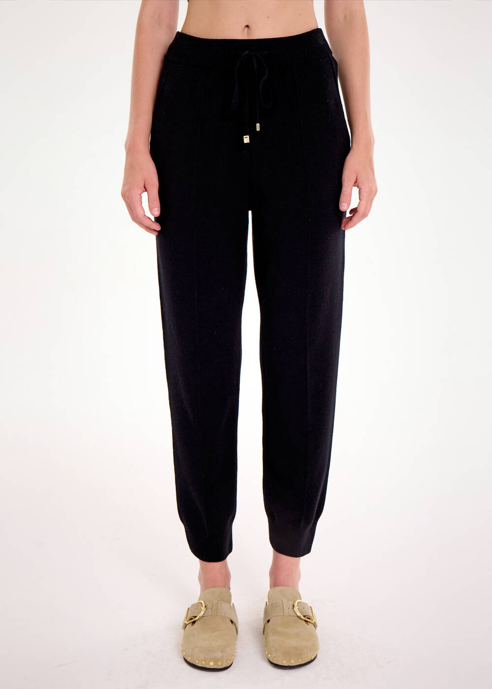 Siyah Triko Jogger Pantolon - 1