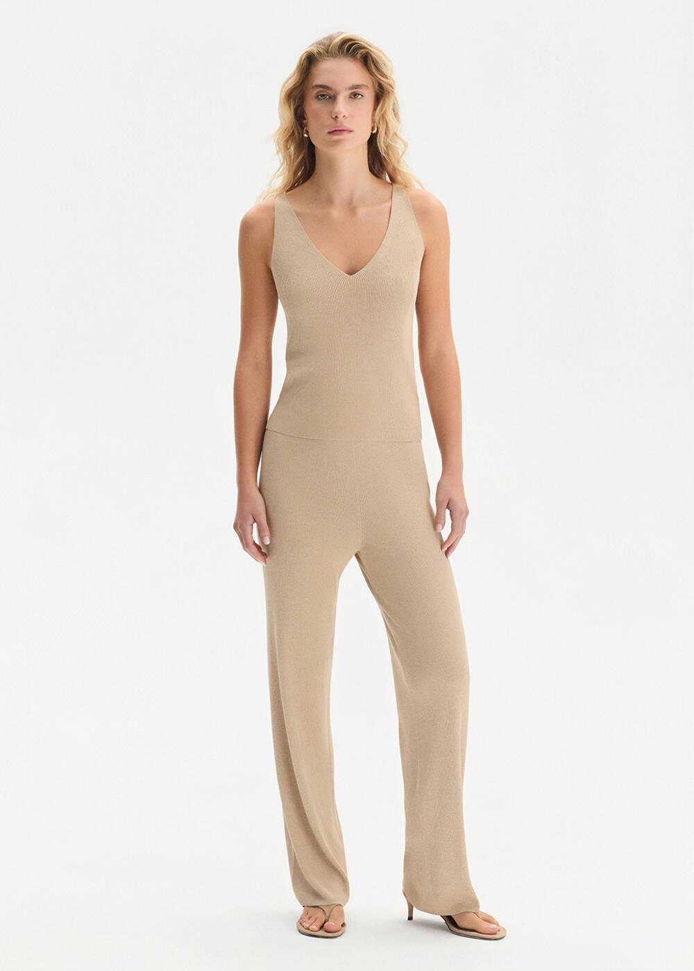 SLIM FIT BEIGE KNIT TOP - 2