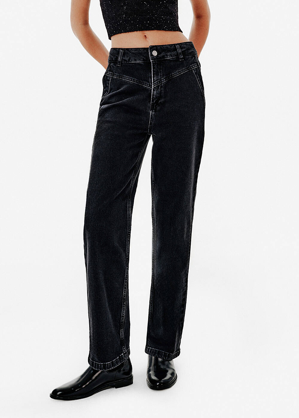 Straıght Leg Antrasit Denim Pantolon - 2