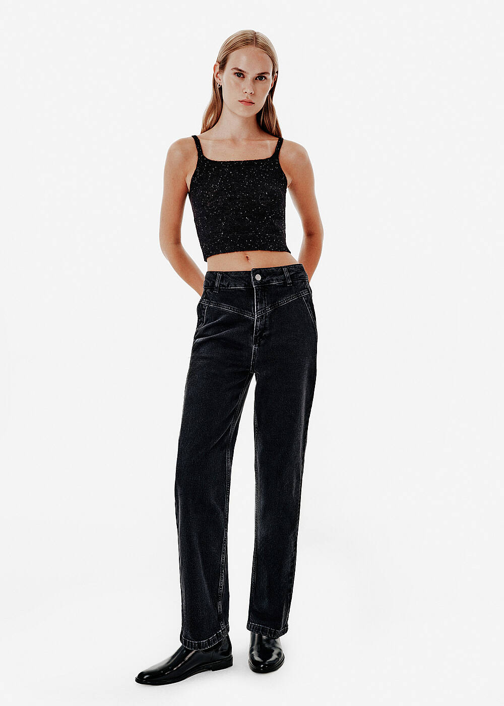 STRAIGHT LEG CHARCOAL DENIM PANTS - 2