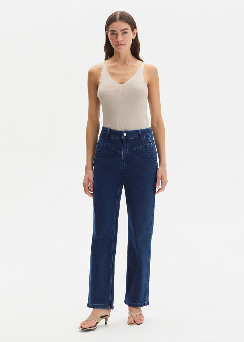 Straıght Leg Denim Pantolon Mavi - KNITSS