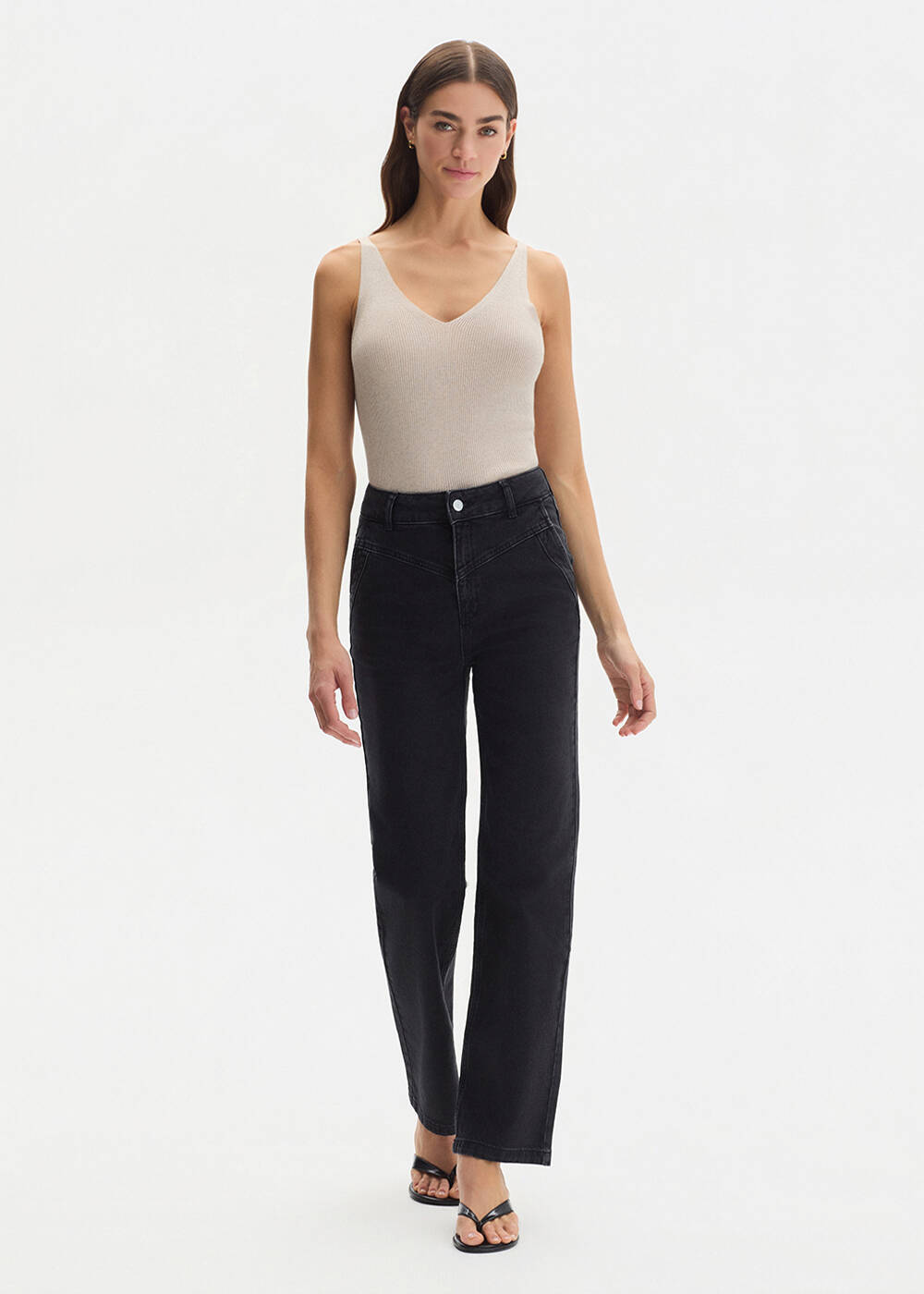 STRAIGHT LEG DENIM PANTS CHARCOAL - 2