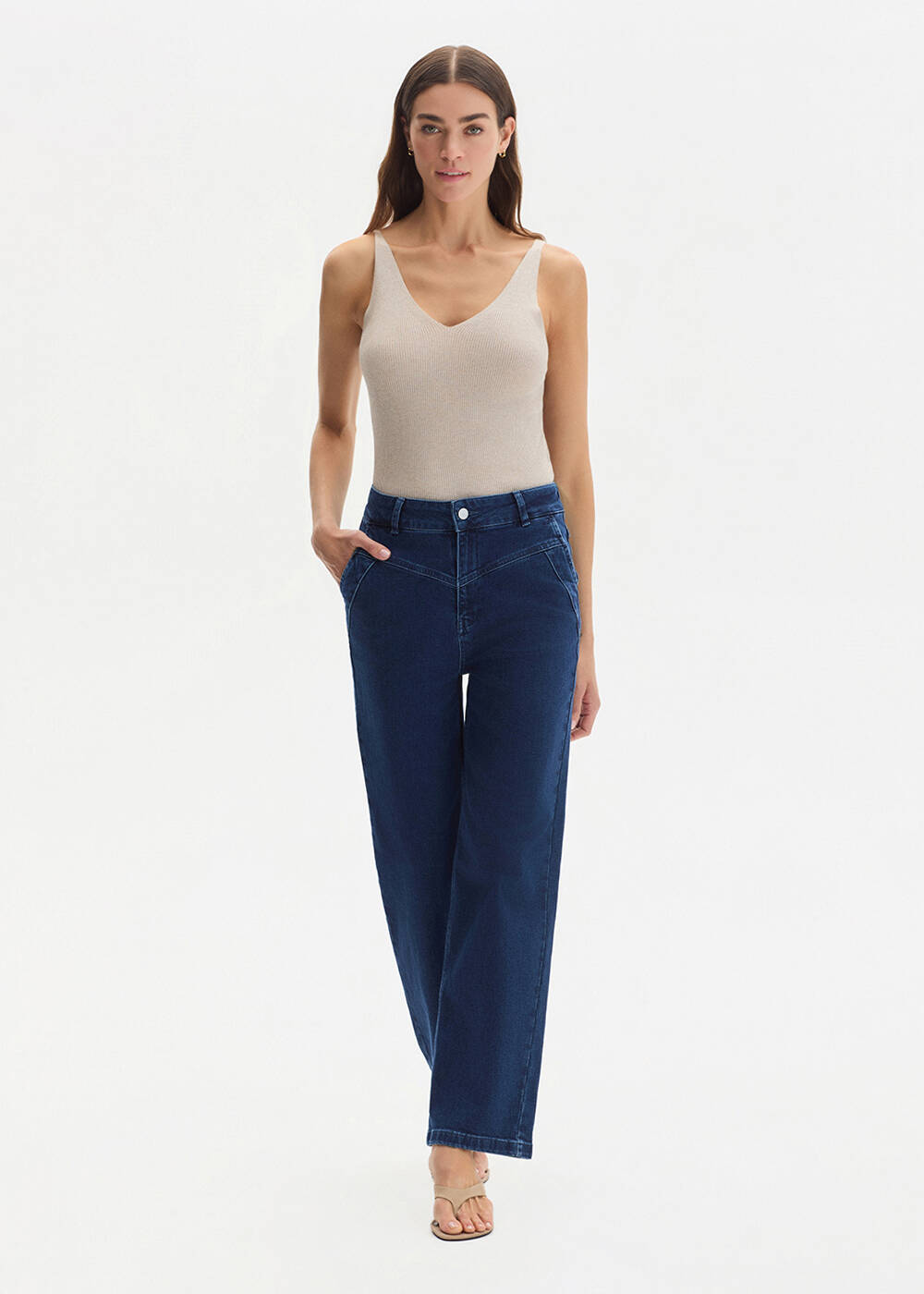 STRAIGHT LEG DENIM PANTS MIDBLUE - 2