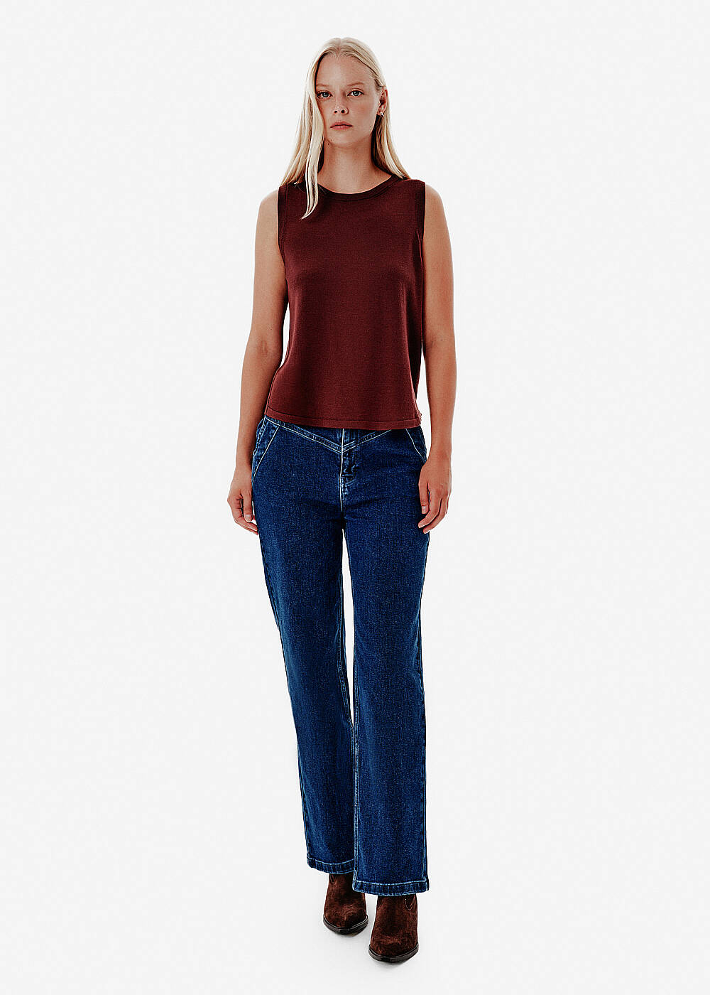 STRAIGHT LEG DENIM PANTS MIDBLUE - 1