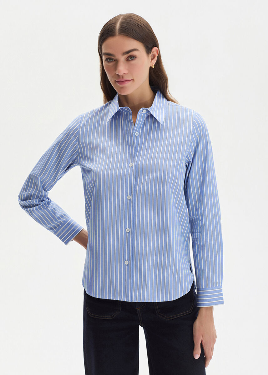 STRIPE BLUE REGULAR FIT SHIRT - KNITSS