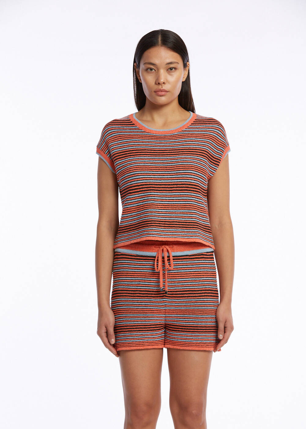 STRIPE PATTERNED SUNSET KNIT TOP - 1