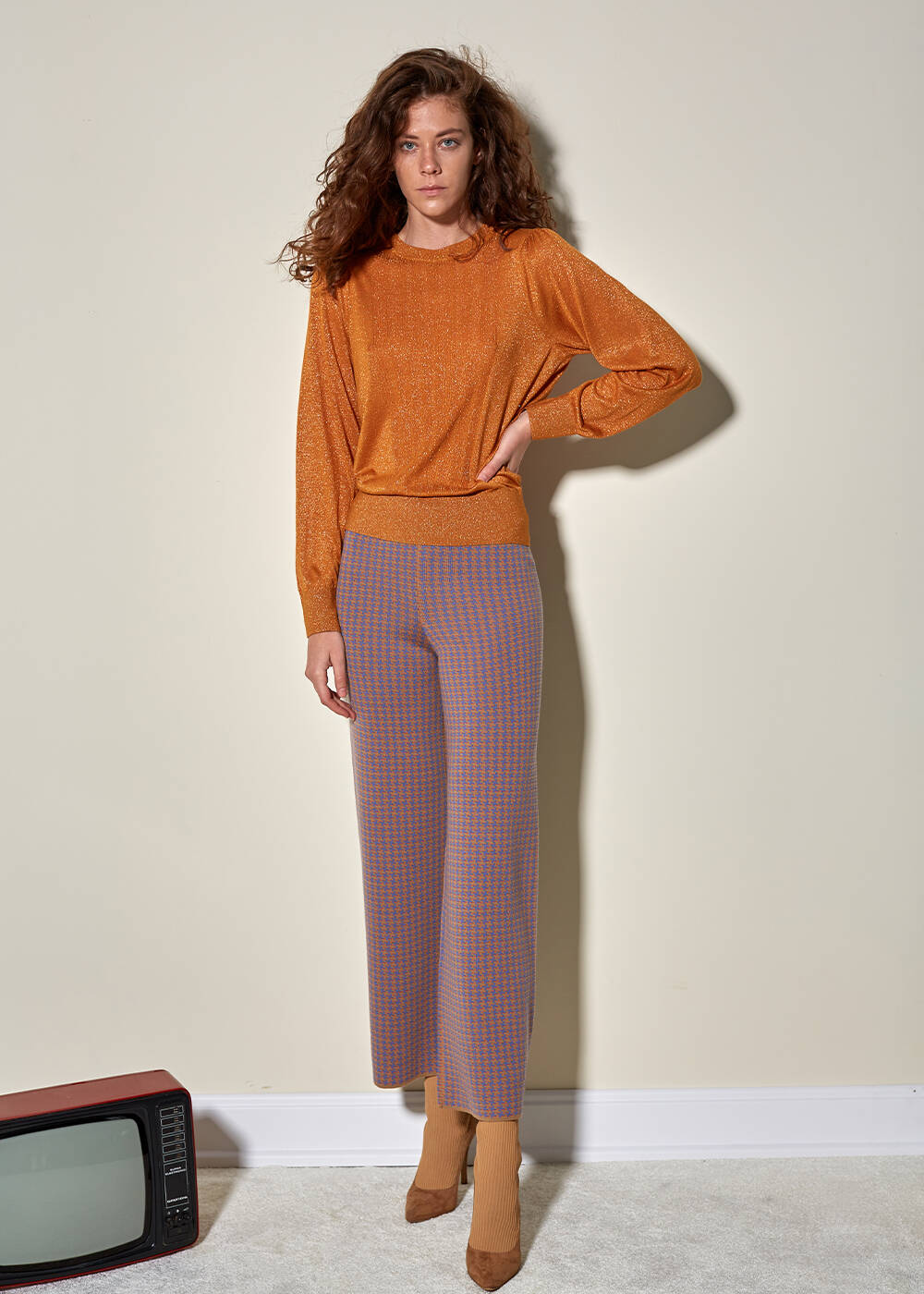 Striped Caramel Knit Top - 2