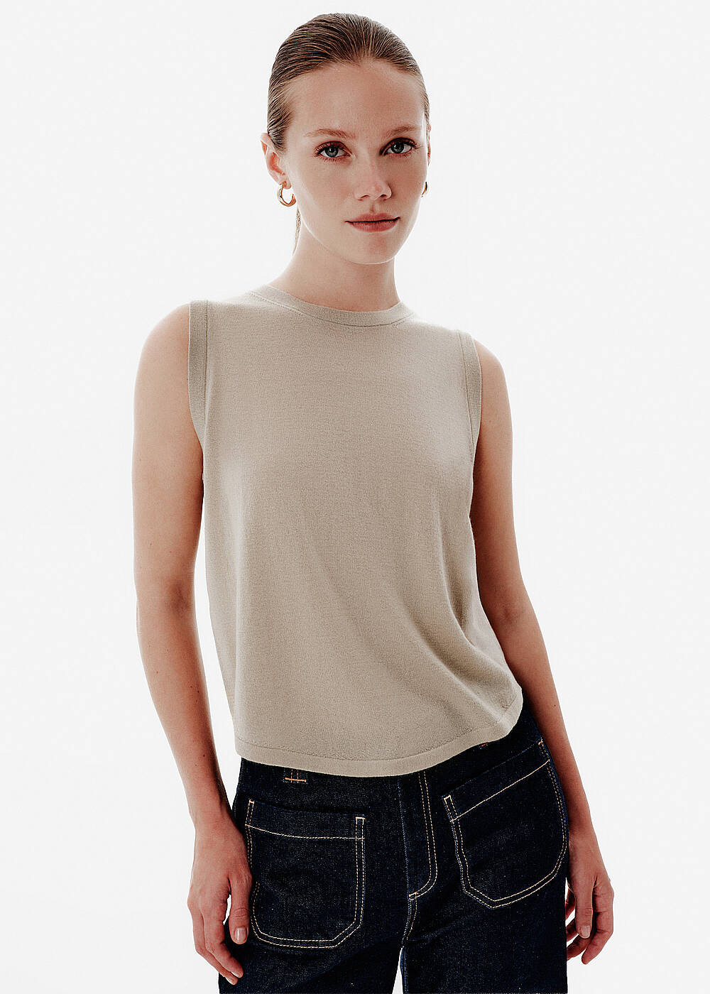 Superfine Knit Beige Top - 1