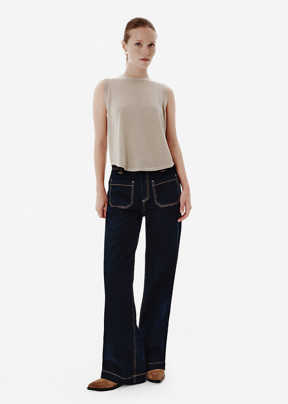 Superfine Knit Beige Top - 2