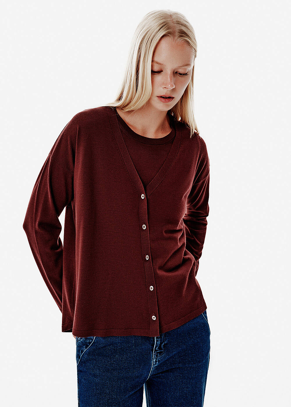 Süperfine Knit Merlot Cardigan - 2