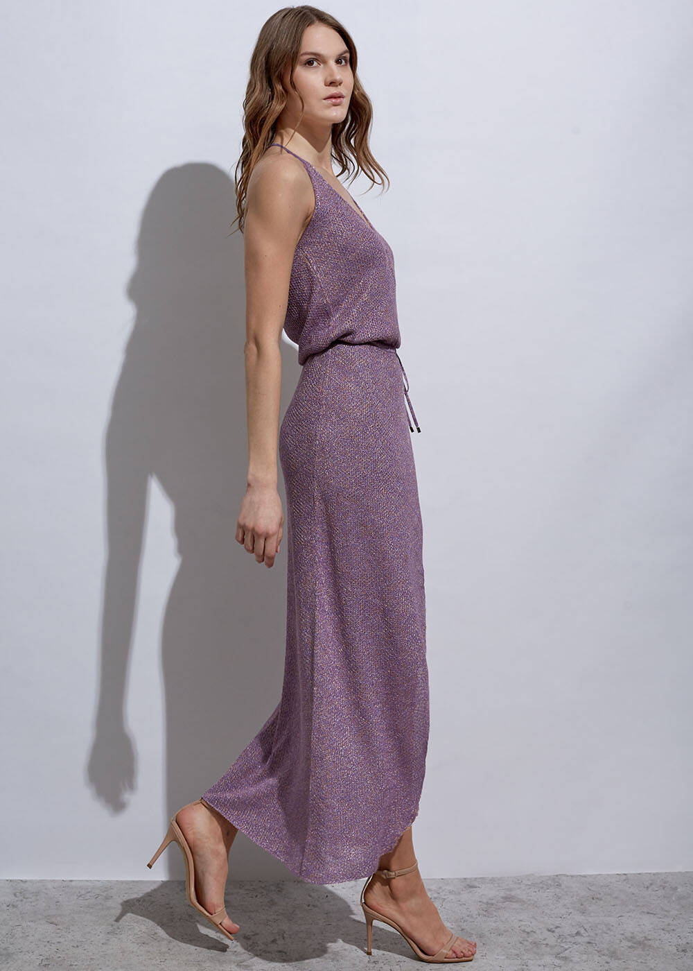 Tie Back Lavander Knit Dress - 2