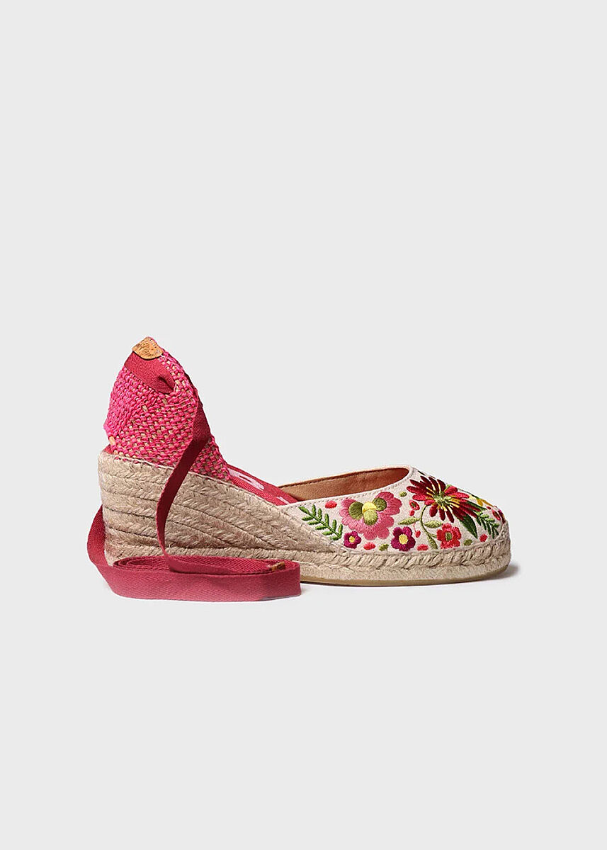 Toni Pons Dolgu Topuk İşlemeli Pembe Espadril - Tonı Pons