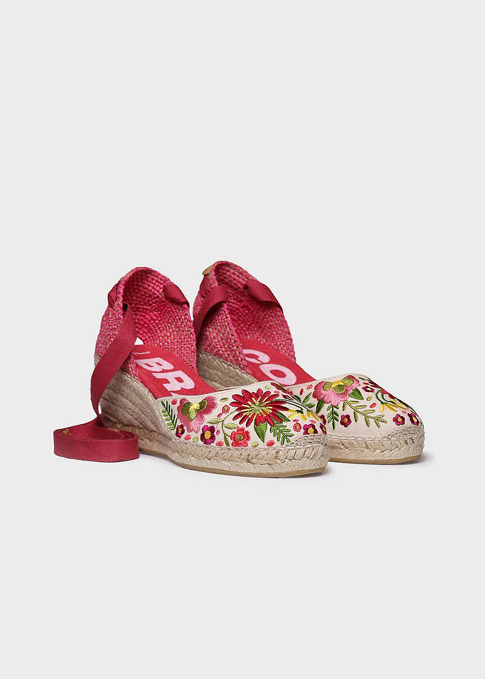 Toni Pons Embroidered Pink Wedge Espadrilles - 2