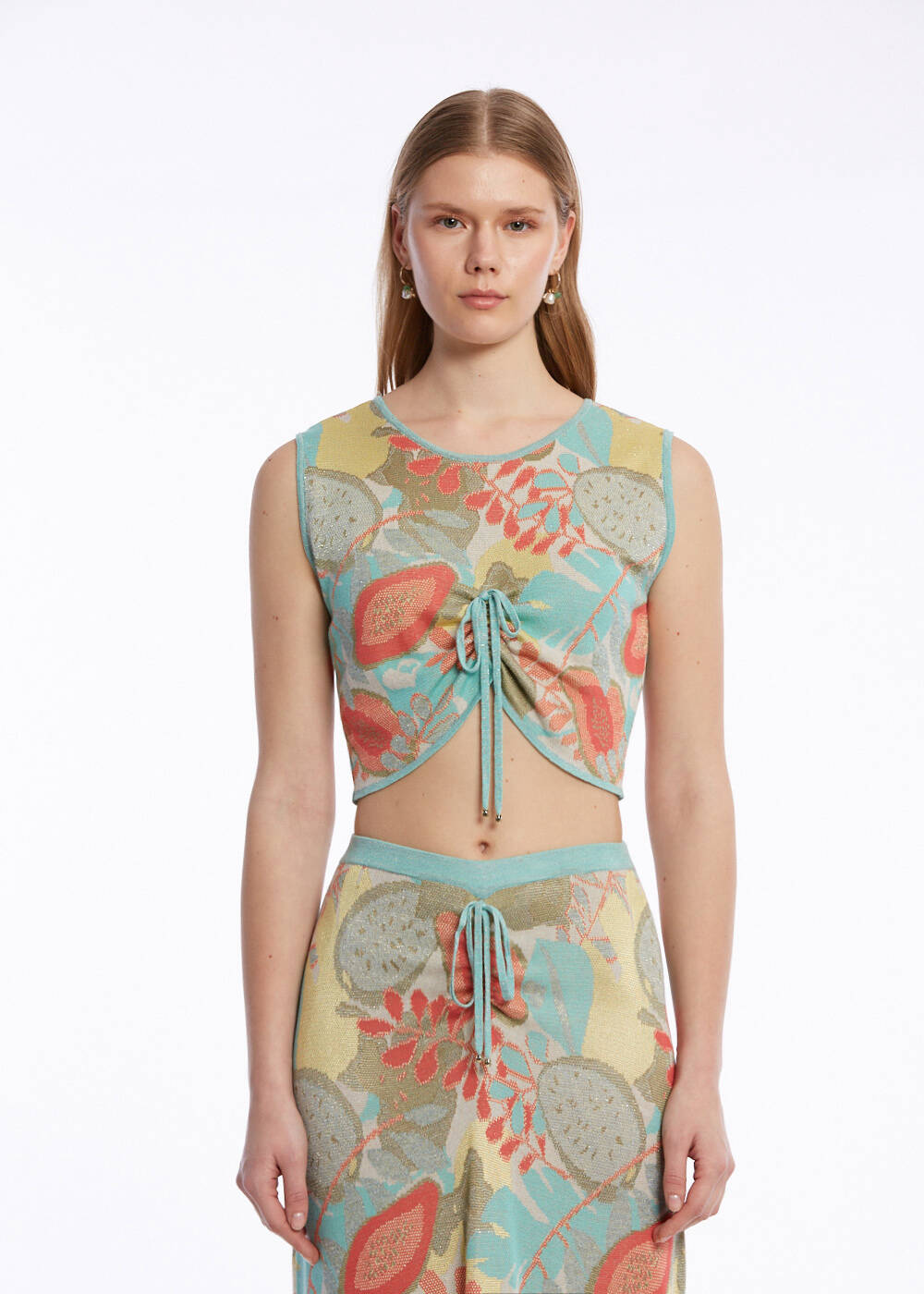 TROPICAL PATTERN KNIT TOP - 1