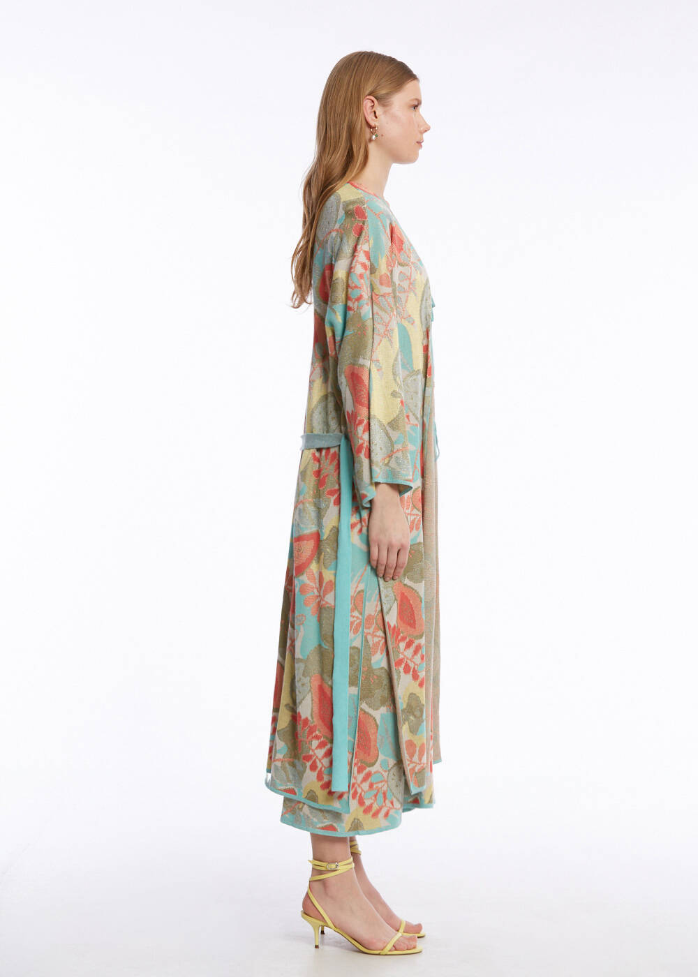 Tropikal Desenli Triko Kaftan - 2